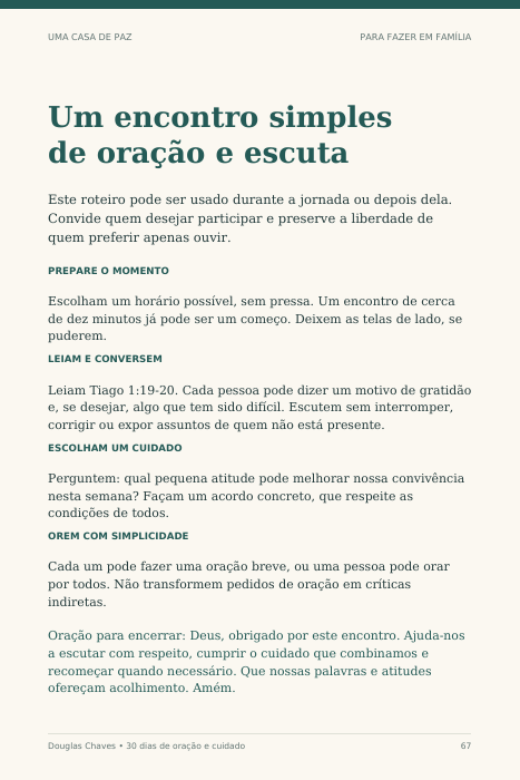 Roteiro de encontro simples de oração e escuta em família